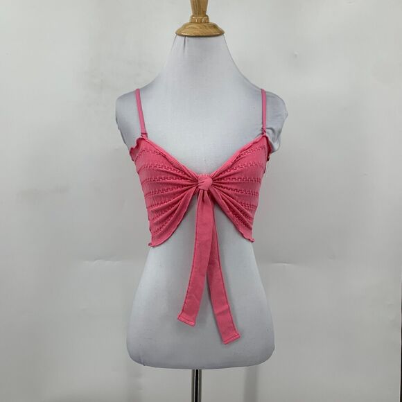 Anthropologie Bandeau Top Womens XXS/XS Raspberry Pullover Styling Smocked Tie - Picture 2 of 16